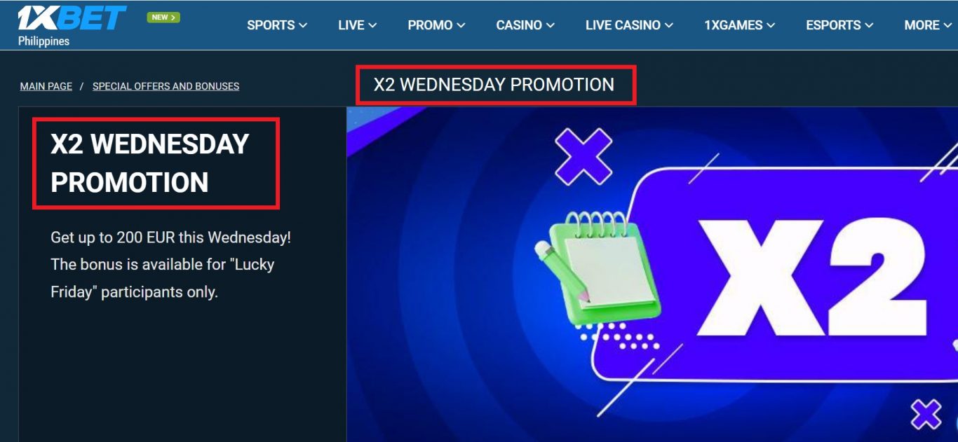 1xBet Wednesday bonus