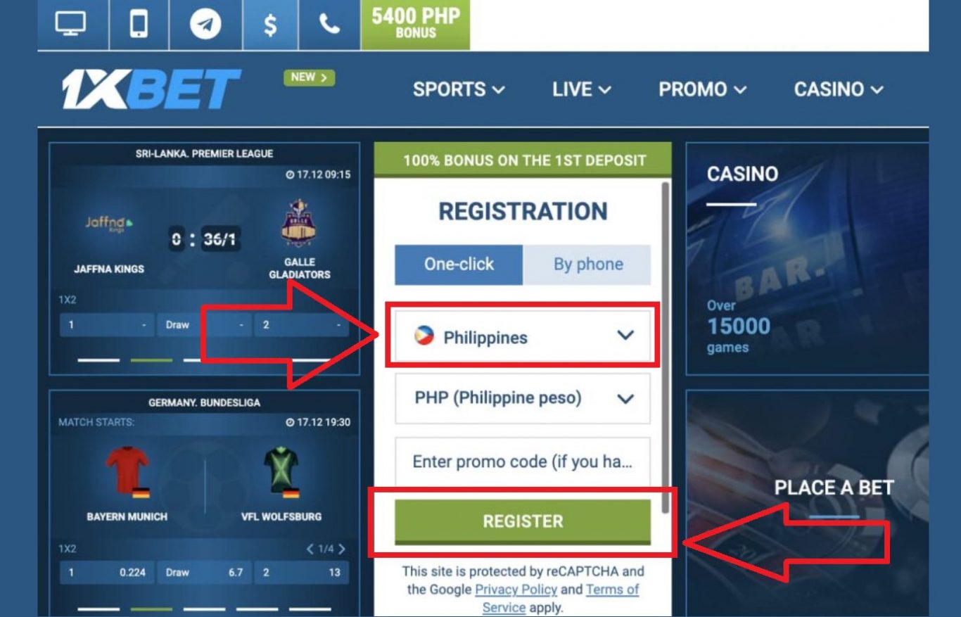 1xBet login online via phone